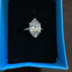 JTV Silver Simulated Diamond Marquise-Cut Ring